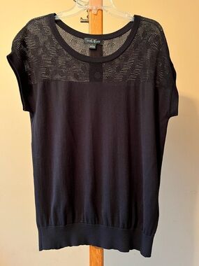 August Silk Black Short Sleeve Knit Top